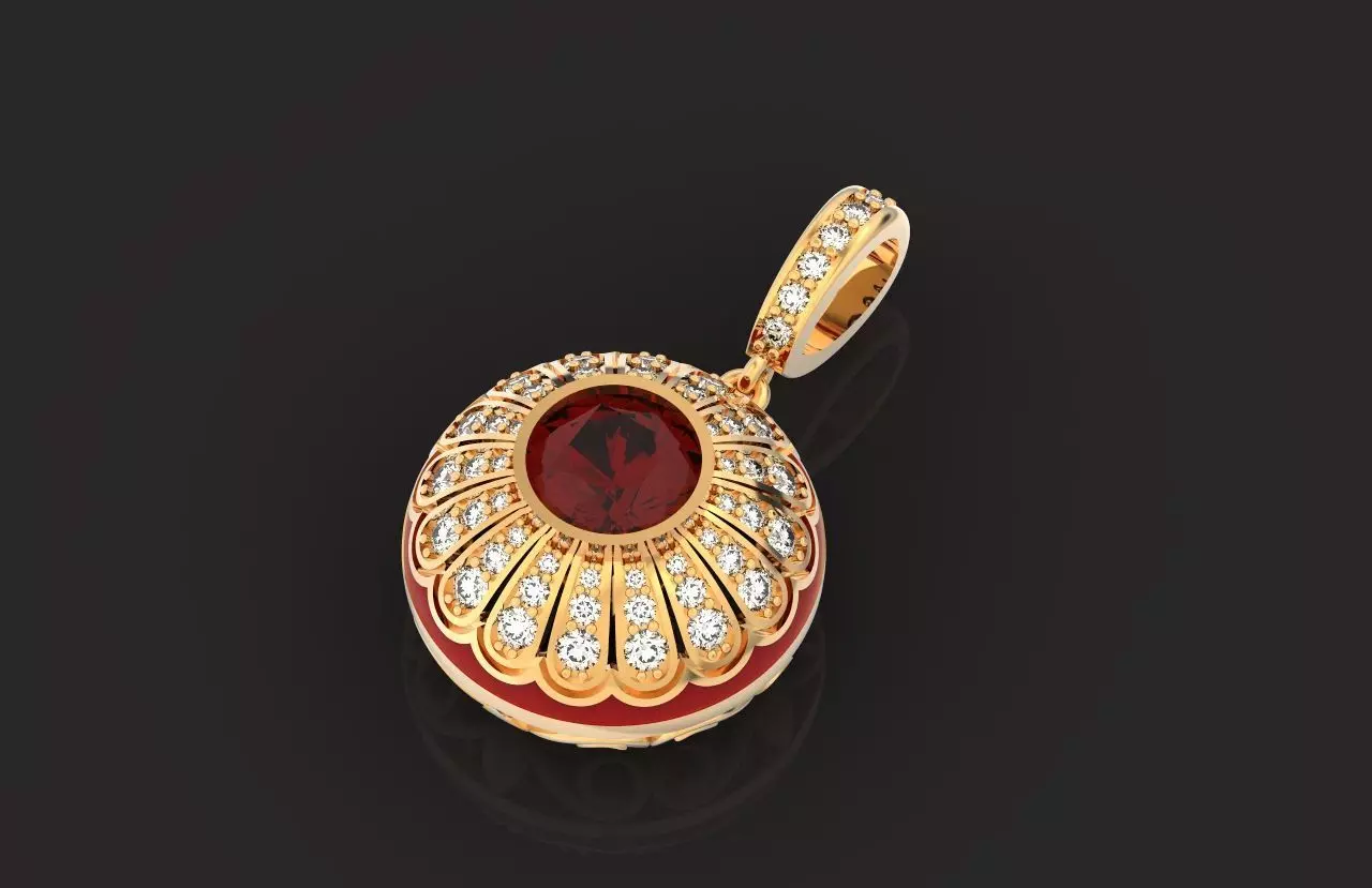 pendant with enamel and round stones 518 3D print model_0