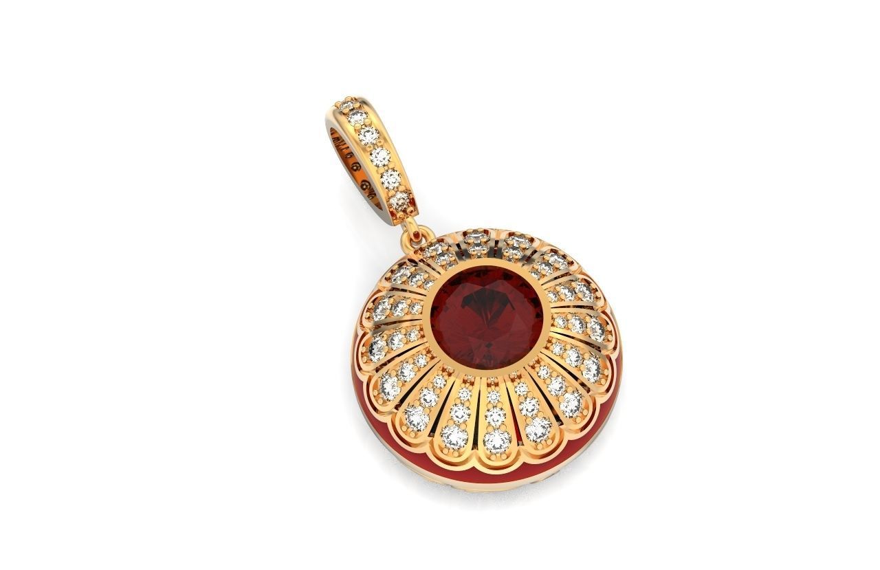 pendant with enamel and round stones 518 3D print model_20