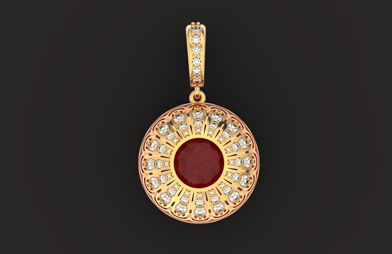 pendant with enamel and round stones 518 3D print model_1
