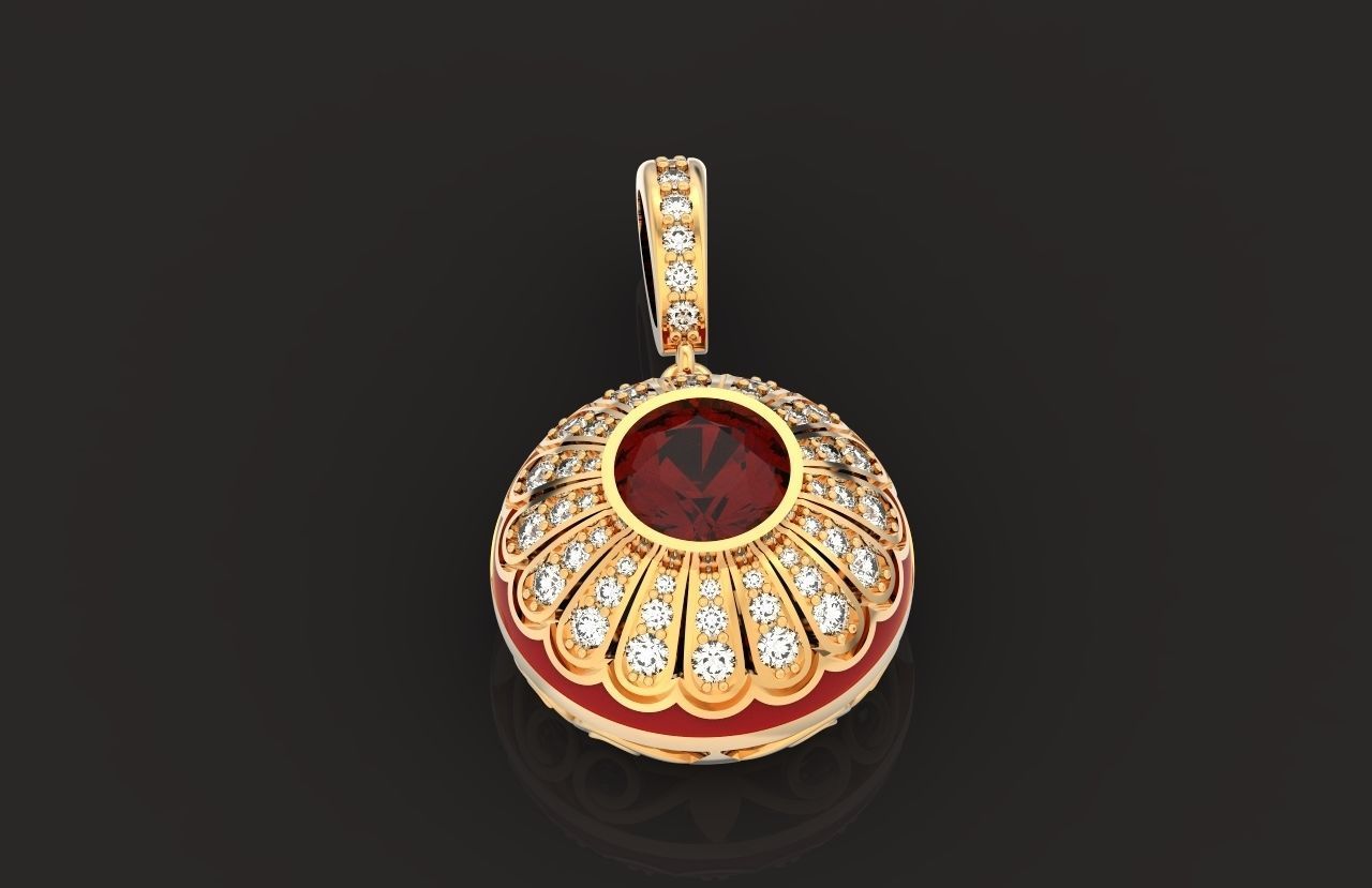pendant with enamel and round stones 518 3D print model_17