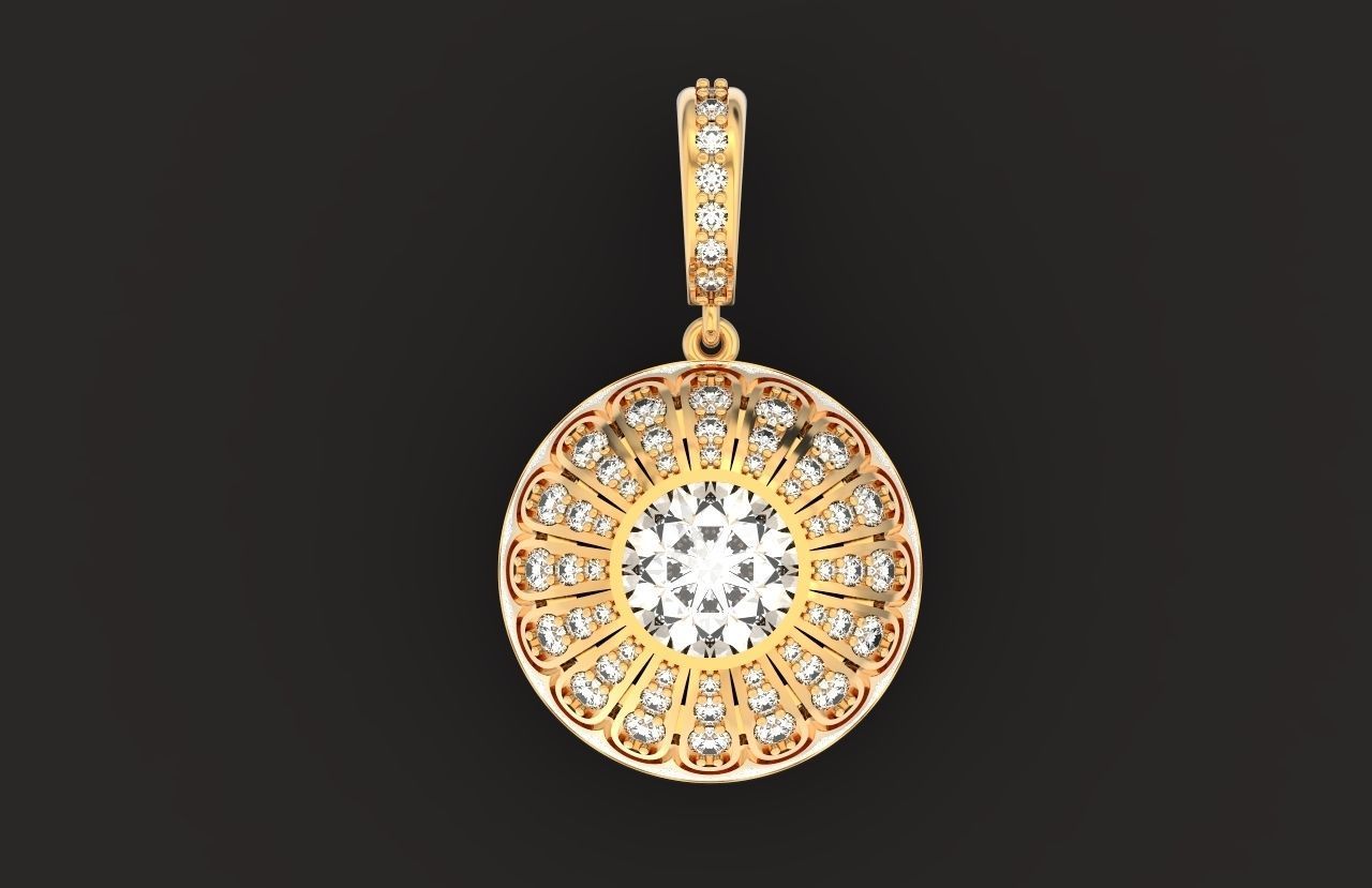 pendant with enamel and round stones 518 3D print model_2