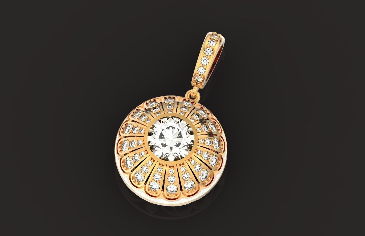 pendant with enamel and round stones 518 3D print model_12