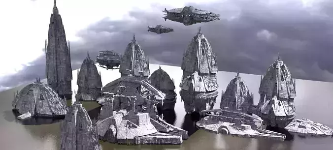 Jupiter alien Temple Ships Kitbash