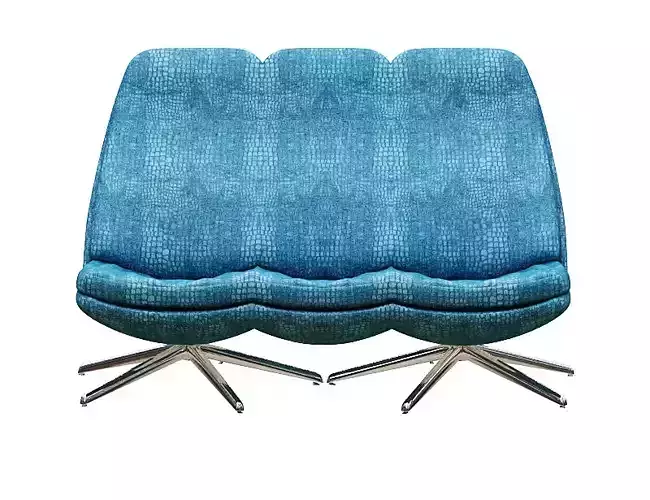 Triple armchair crocodile skin and metal