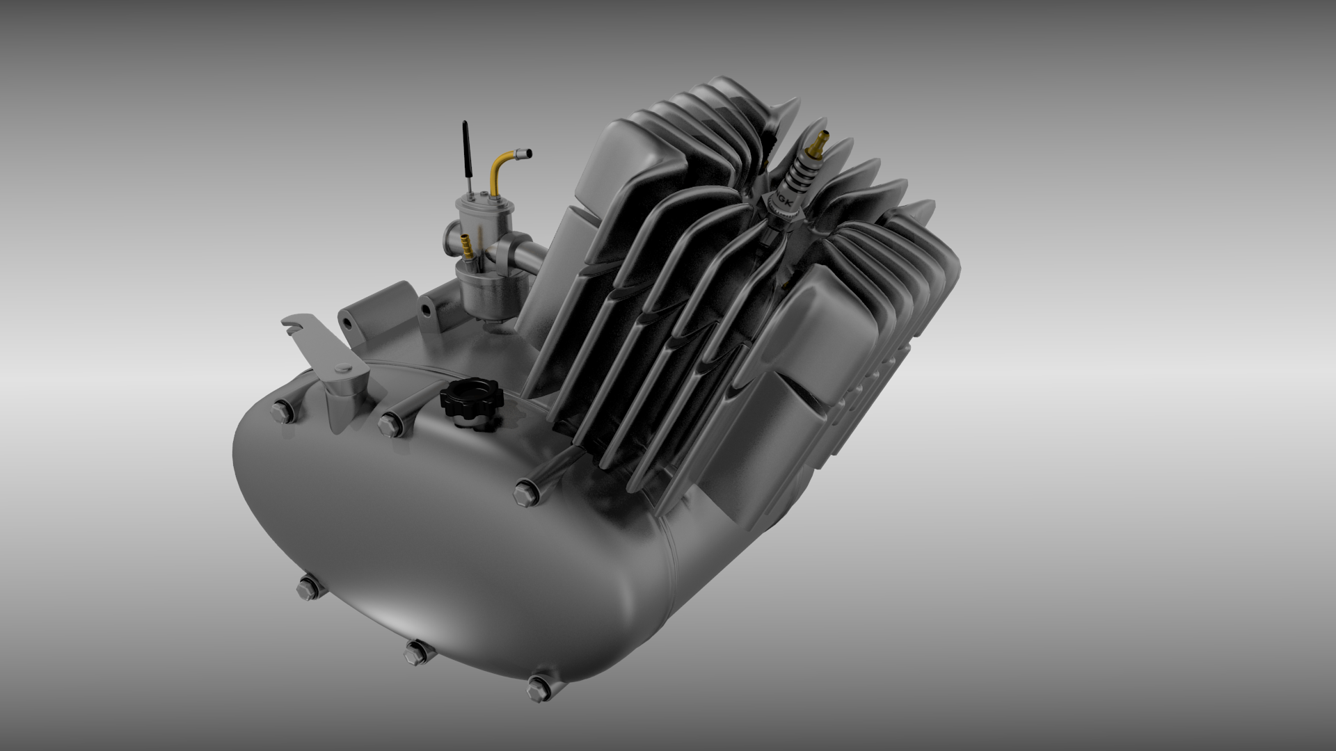 Moped Racing Engine Two stroke moped engine 3D model | CGTrader