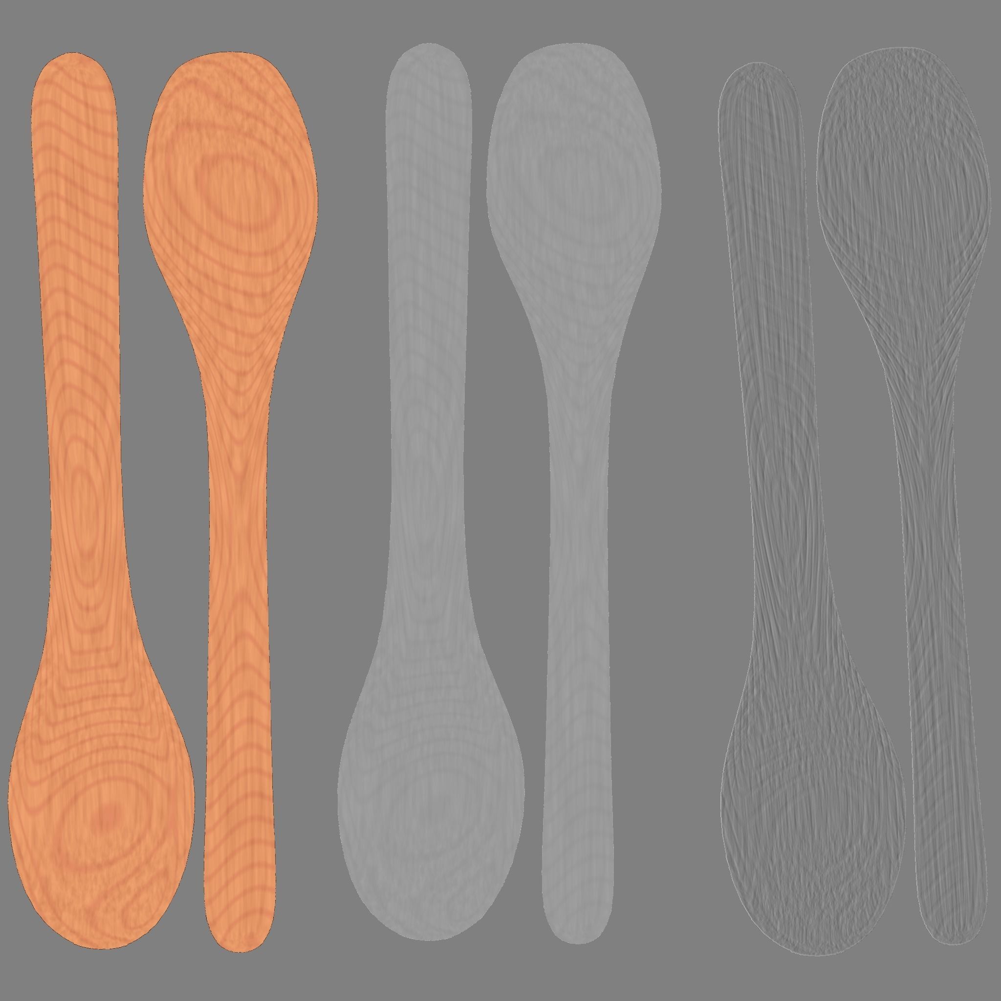 Wooden Kitchen Spoon Low-poly 3D model_7