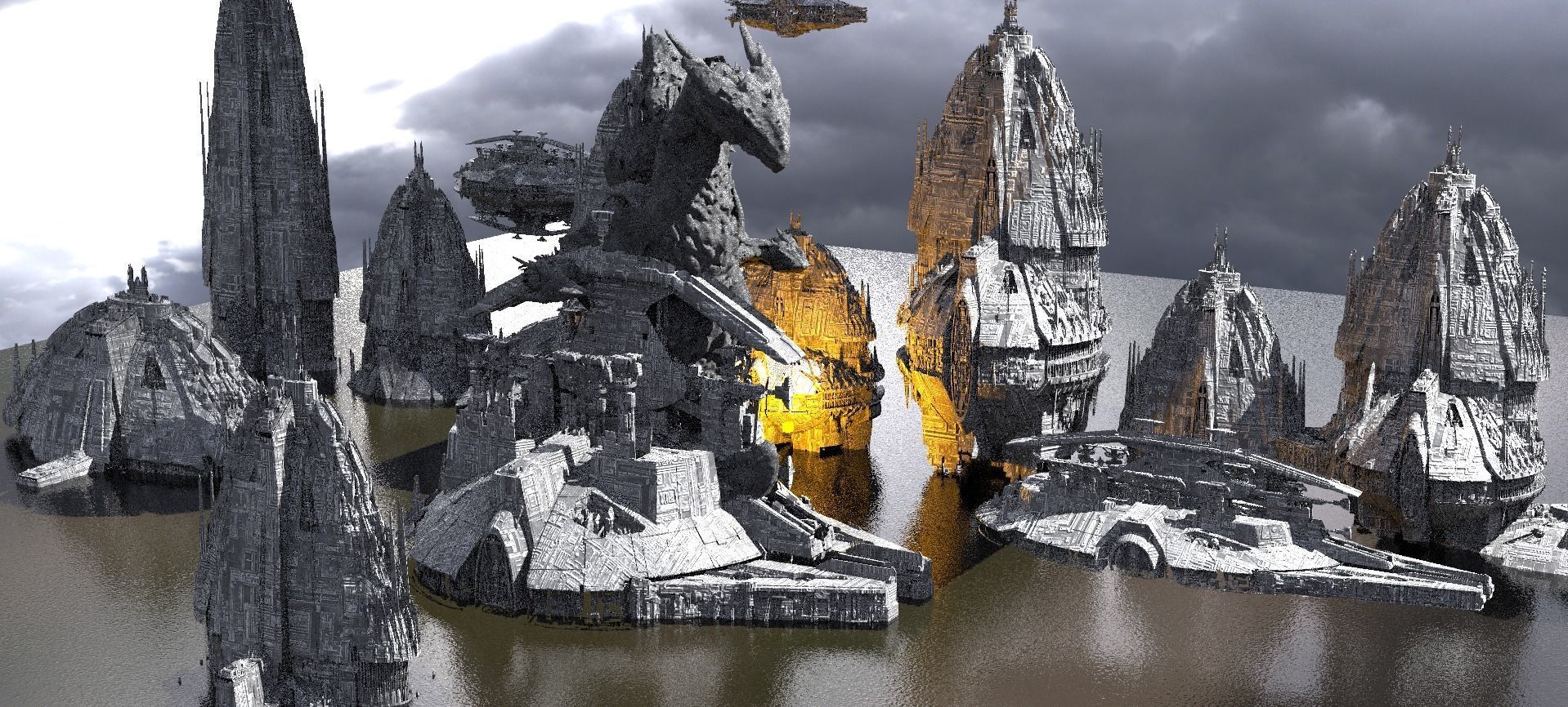 Jupiter Ship Dark Gods structures 3D model_1