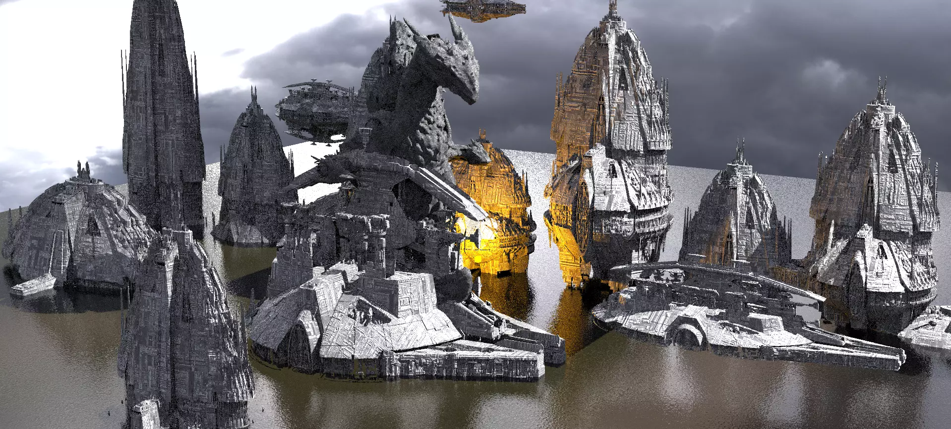 Jupiter Ship Dark Gods structures 3D model_0