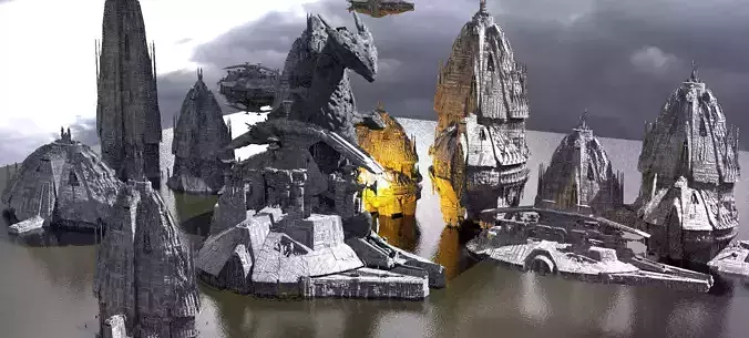 Jupiter Ship Dark Gods structures 3D model