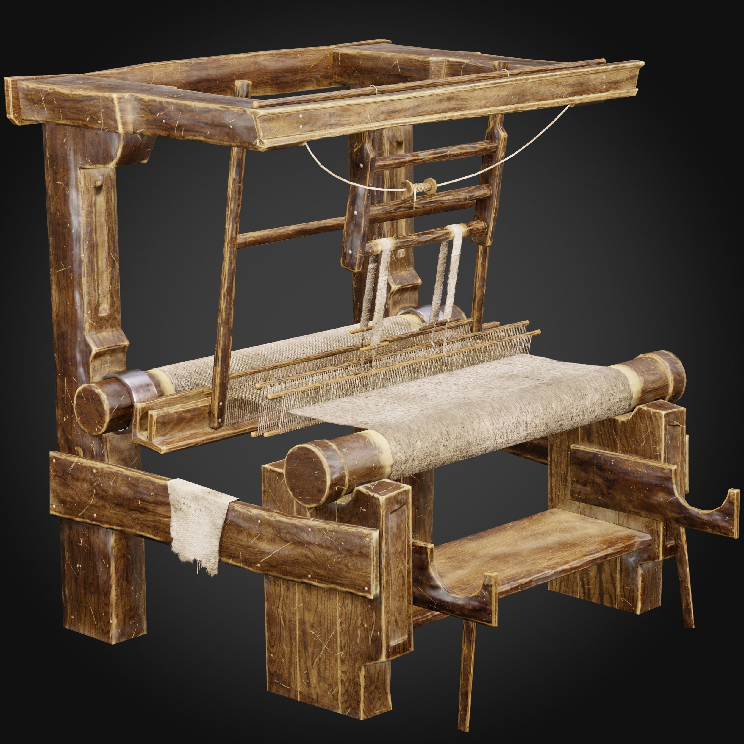 Medieval loom - Game Ready 3D Model Low-poly 3D model_2