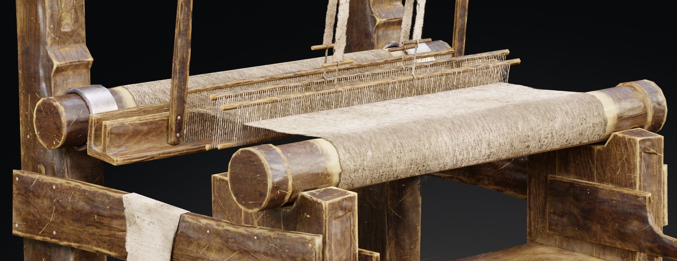 Medieval loom - Game Ready 3D Model Low-poly 3D model_3