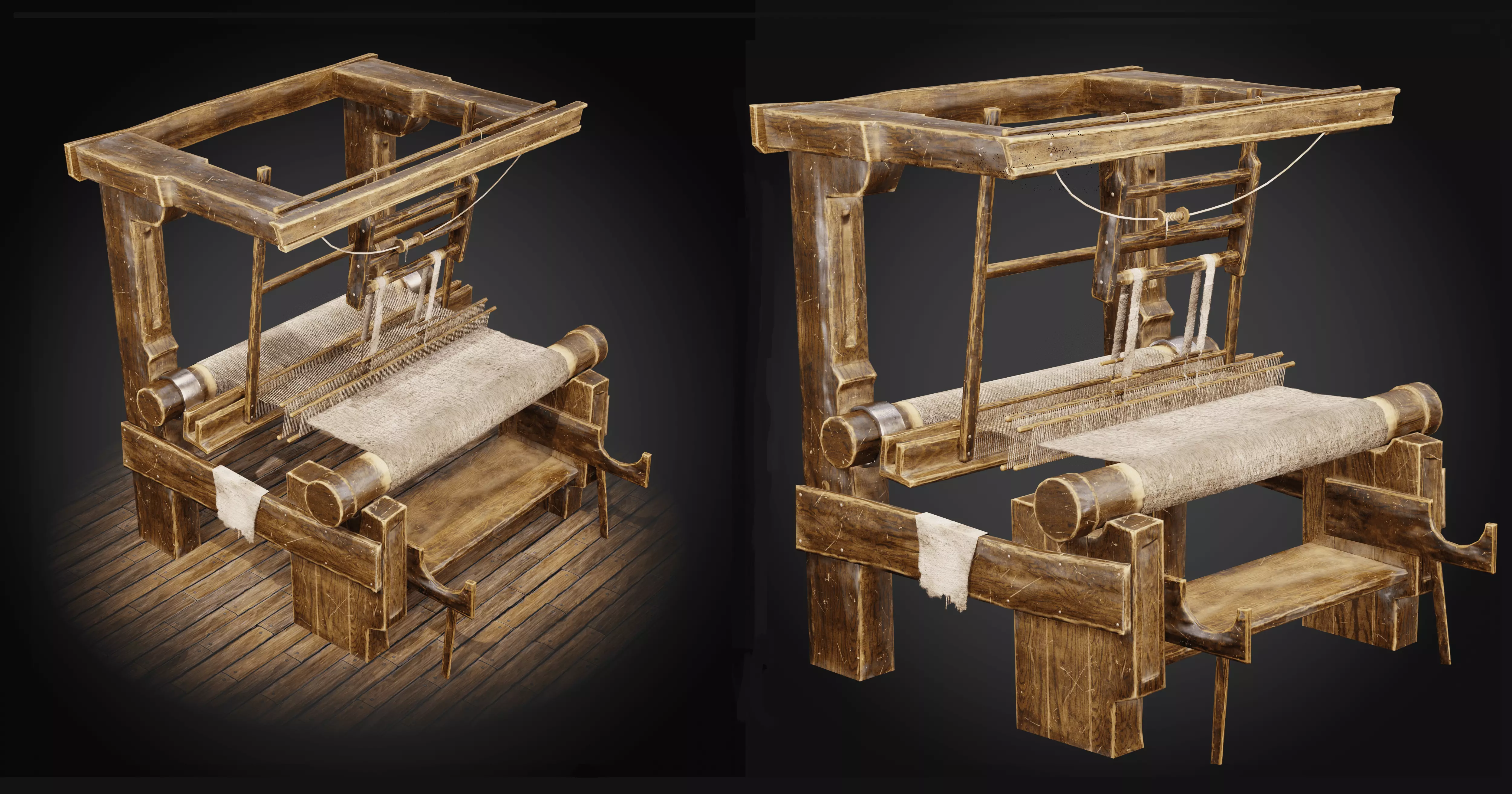Medieval loom - Game Ready 3D Model Low-poly 3D model_0