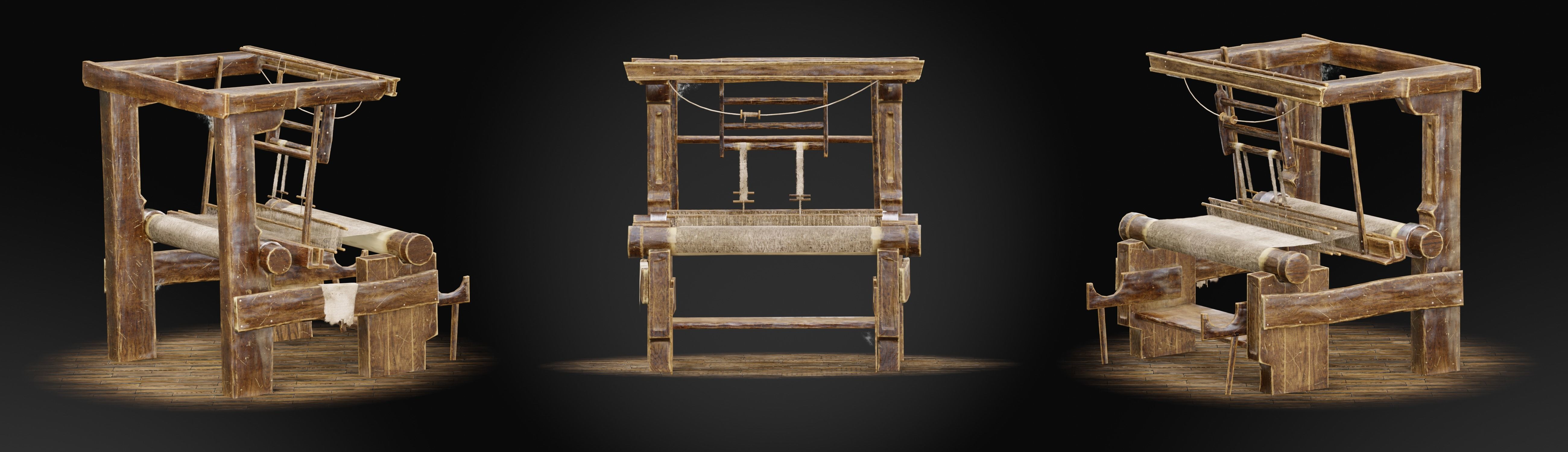 Medieval loom - Game Ready 3D Model Low-poly 3D model_6