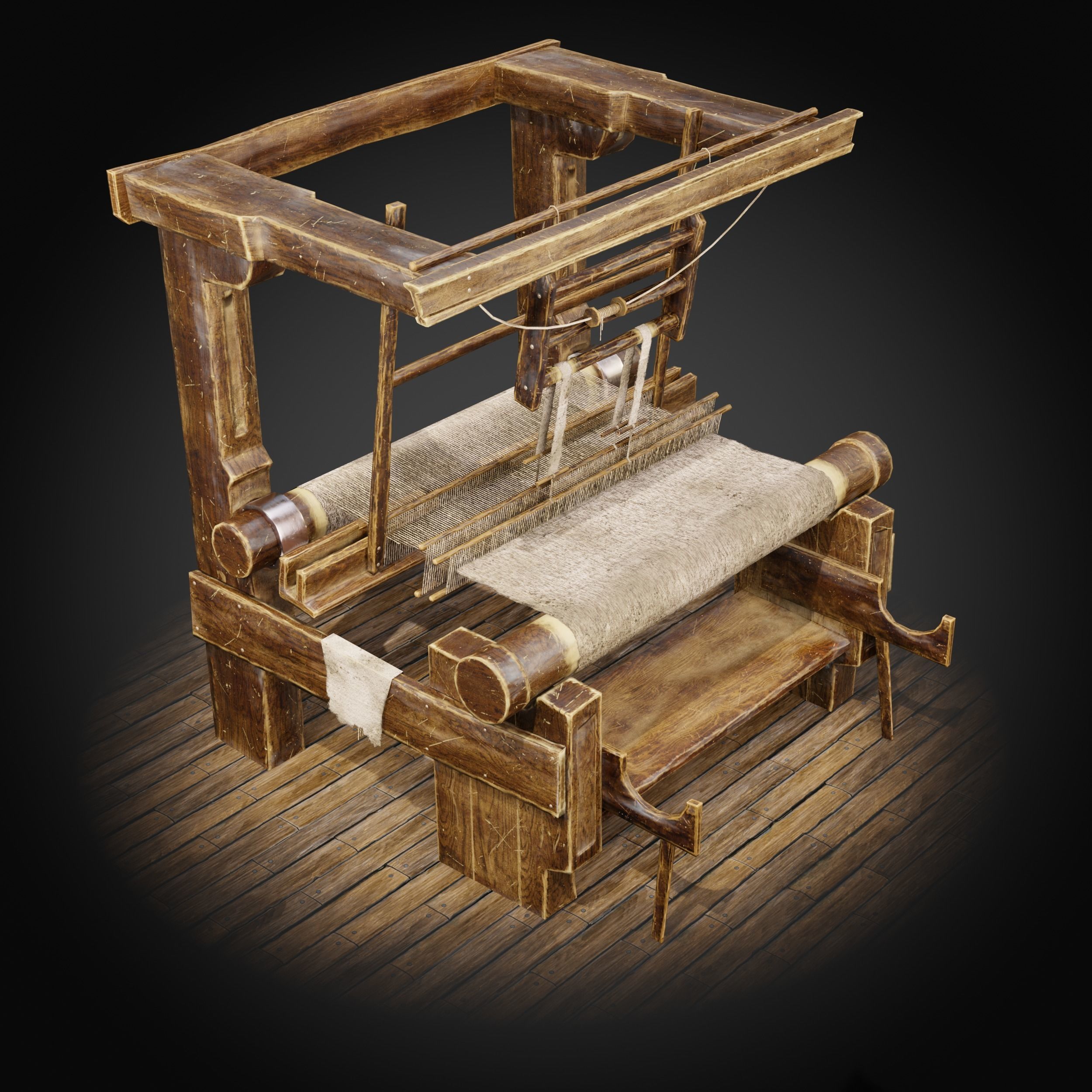 Medieval loom - Game Ready 3D Model Low-poly 3D model_1