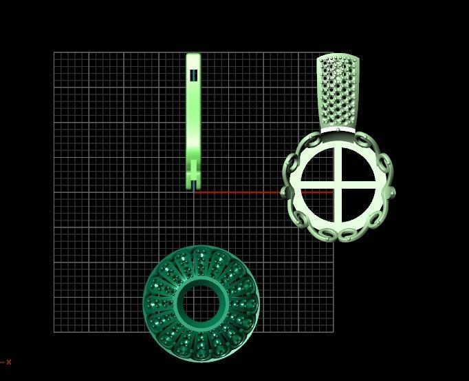 heavy set earrings ring and pendant with enamel and round stones 3D Model Collection_13