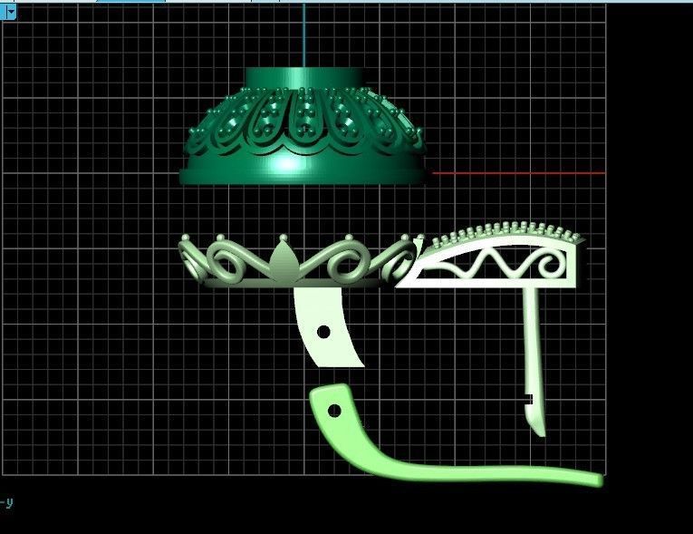 heavy set earrings ring and pendant with enamel and round stones 3D Model Collection_30