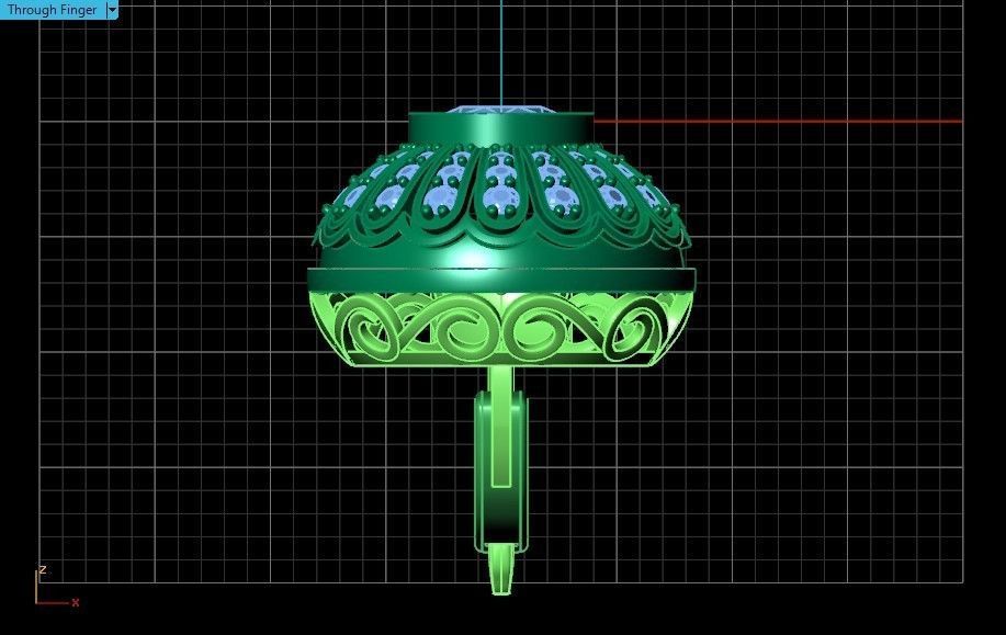 heavy set earrings ring and pendant with enamel and round stones 3D Model Collection_15