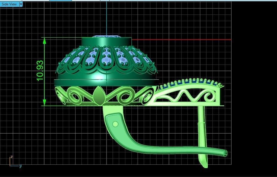 heavy set earrings ring and pendant with enamel and round stones 3D Model Collection_23