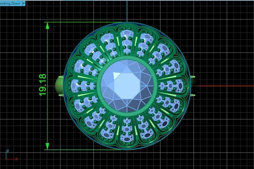 heavy set earrings ring and pendant with enamel and round stones 3D Model Collection_27