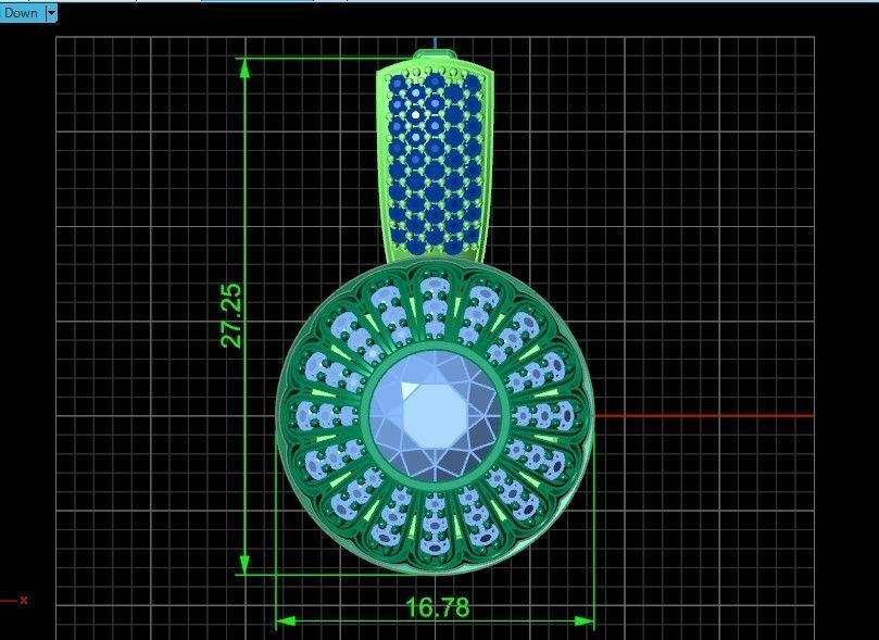 heavy set earrings ring and pendant with enamel and round stones 3D Model Collection_19