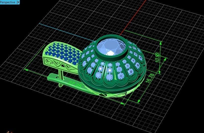 heavy set earrings ring and pendant with enamel and round stones 3D Model Collection_20