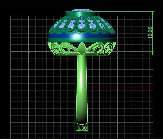 heavy set earrings ring and pendant with enamel and round stones 3D Model Collection_37