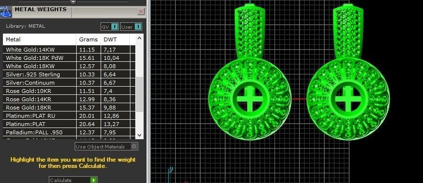 heavy set earrings ring and pendant with enamel and round stones 3D Model Collection_21