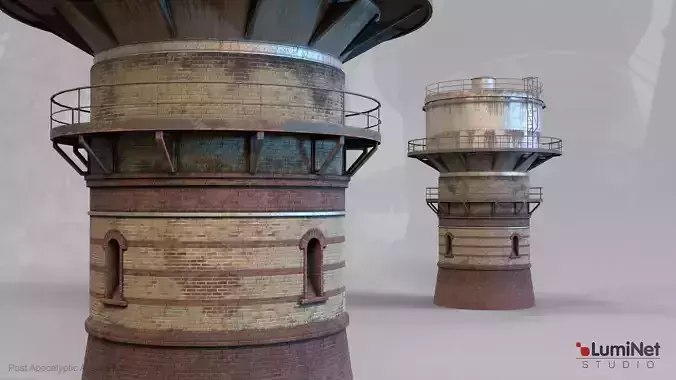 Water Tower 34 of 36 - Post Apocalyptic Low-poly 3D model