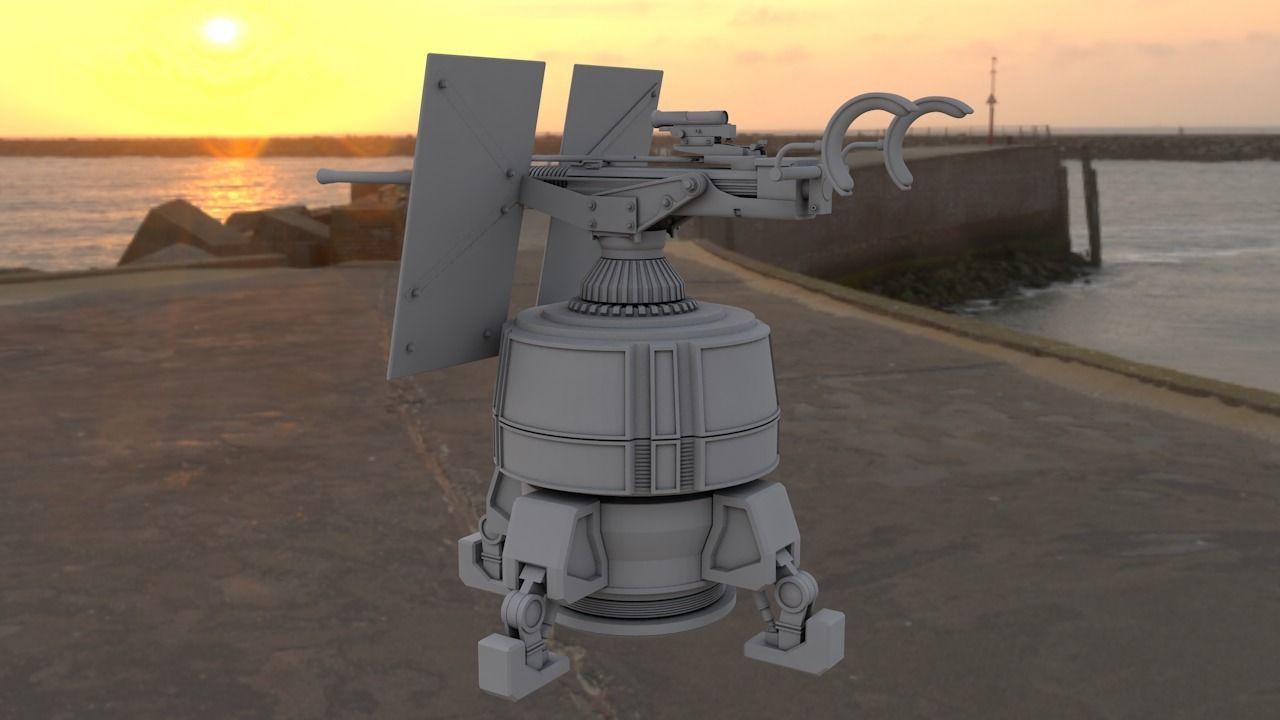 Turret machine gun high poly 3D model 3D model_2