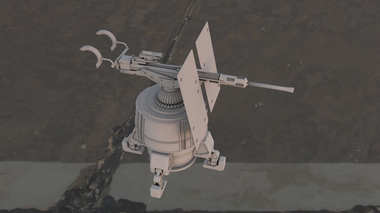 Turret machine gun high poly 3D model 3D model_5