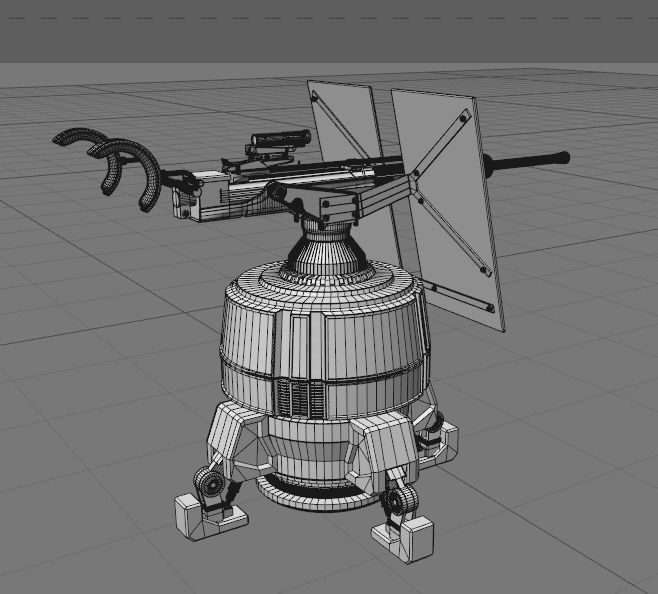 Turret machine gun high poly 3D model 3D model_6