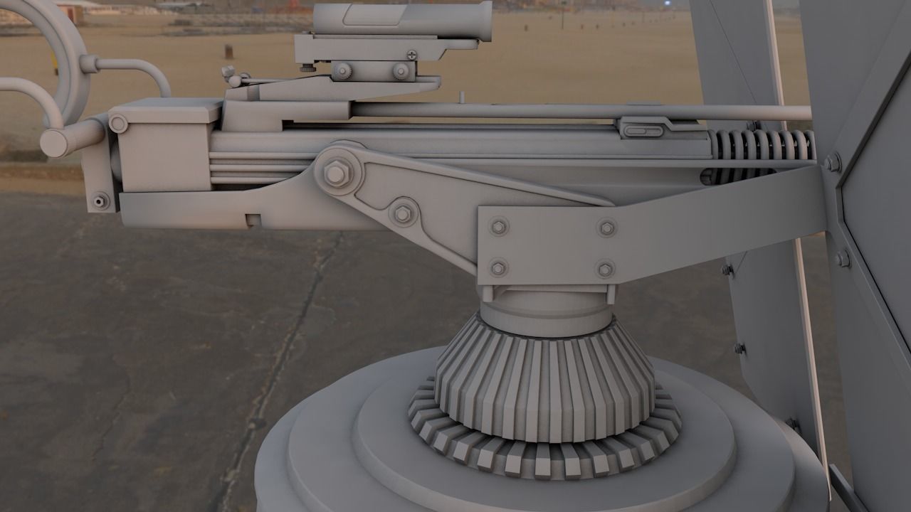 Turret machine gun high poly 3D model 3D model_4