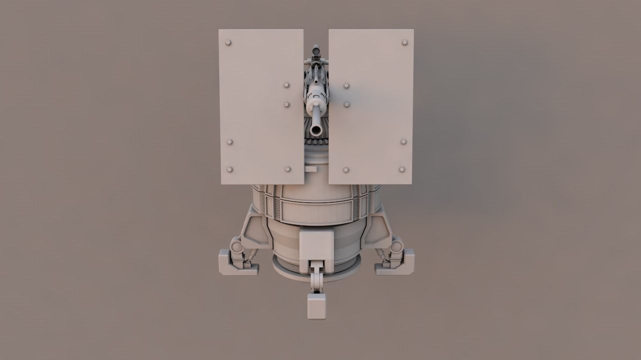 Turret machine gun high poly 3D model 3D model_1