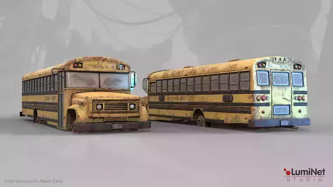 School Bus 26 of 36 - Post Apocalyptic Low-poly 3D model