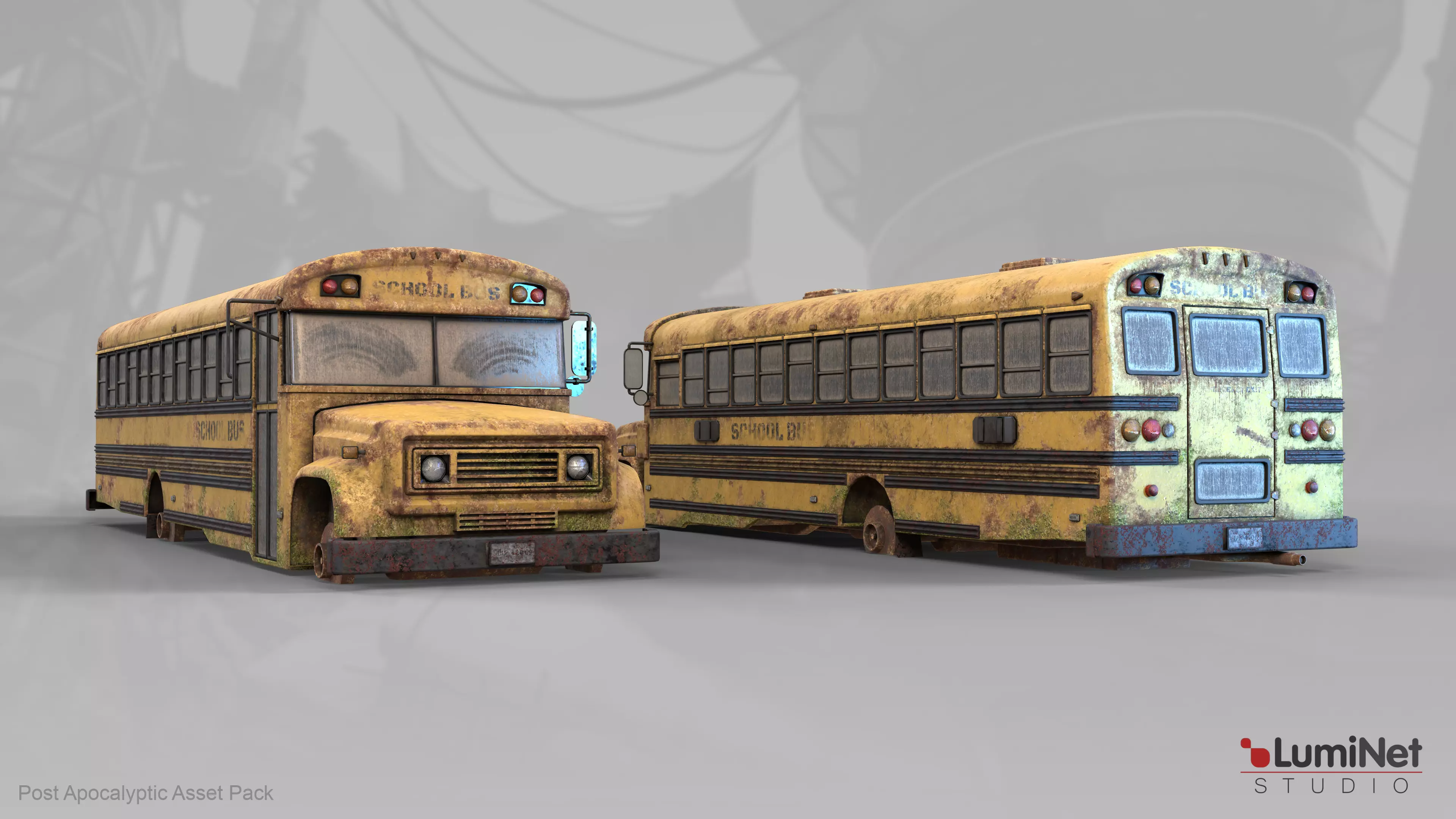 School Bus 26 of 36 - Post Apocalyptic Low-poly 3D model_0