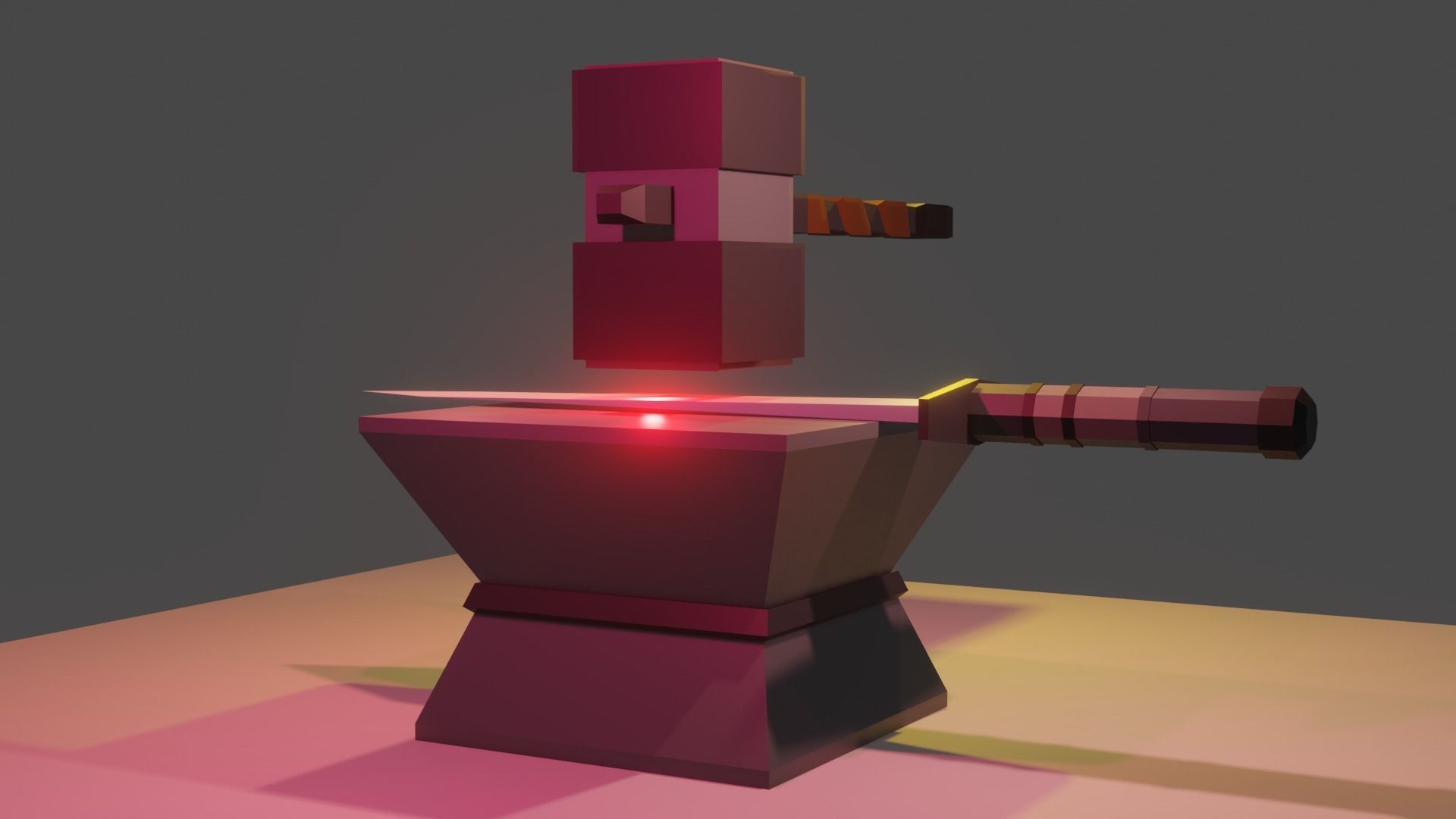 Ancient Sword forging for free  Free low-poly 3D model_1