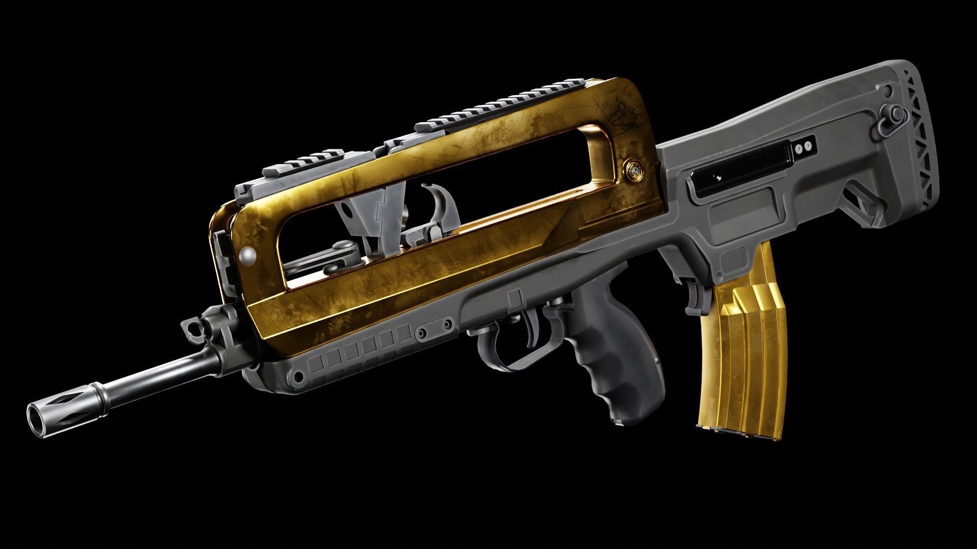  Low Poly FAMAS Rifle Low-poly 3D model_2