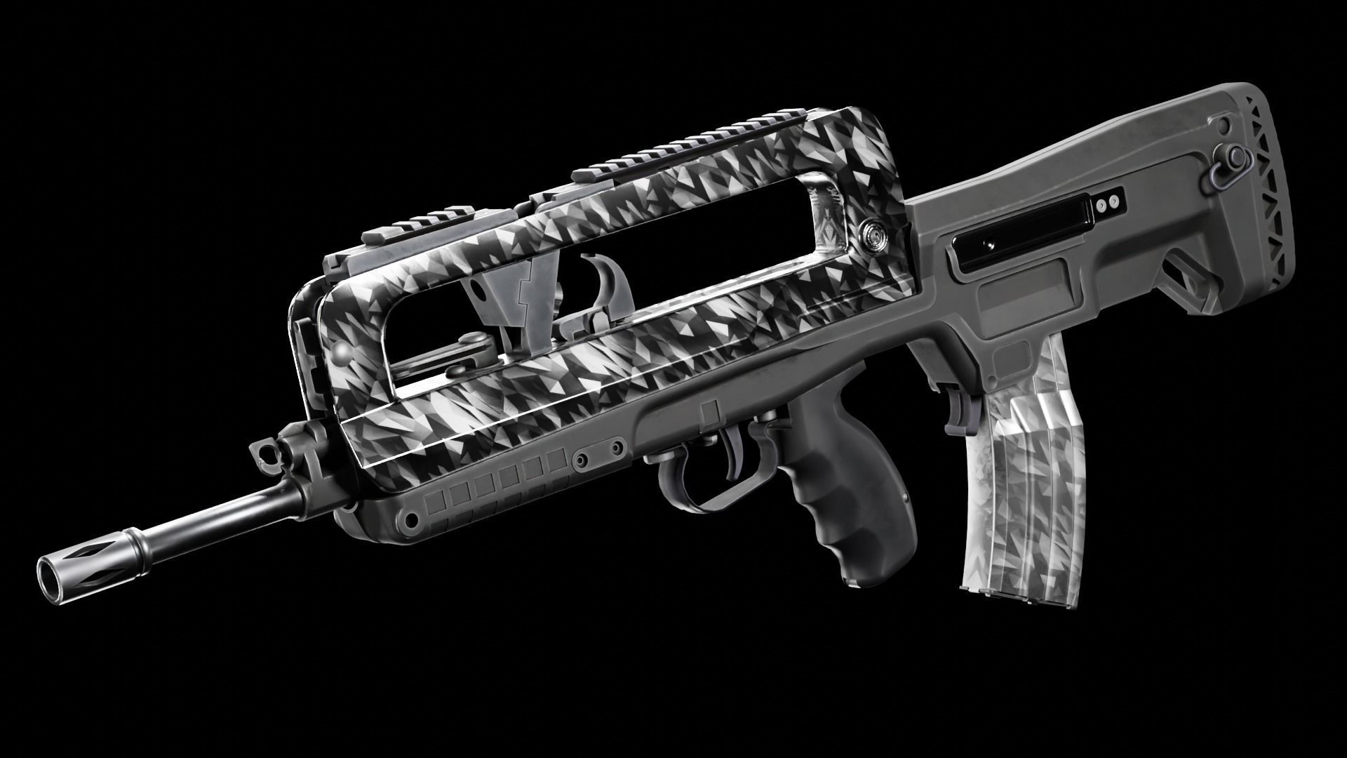  Low Poly FAMAS Rifle Low-poly 3D model_3
