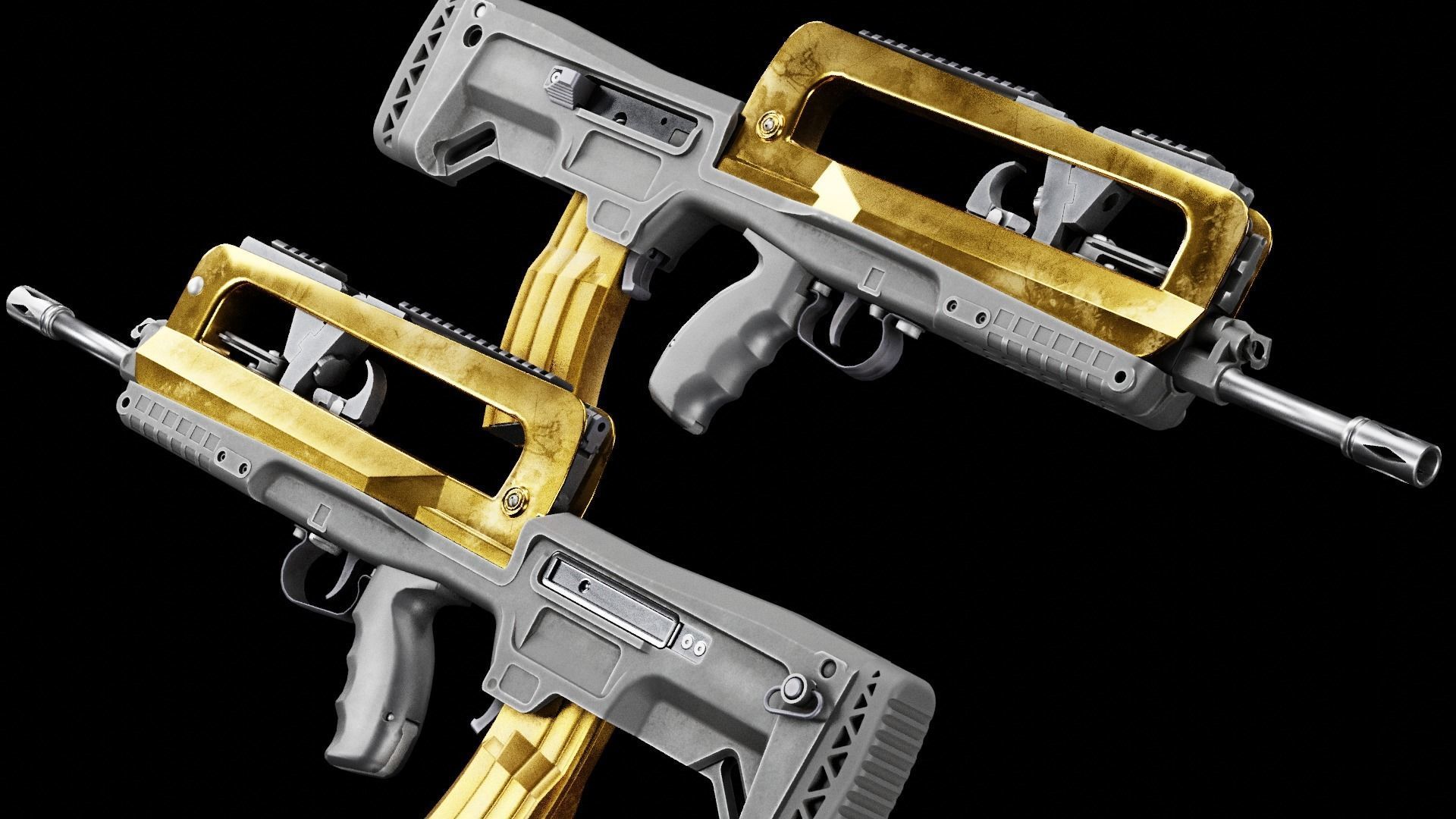  Low Poly FAMAS Rifle Low-poly 3D model_5