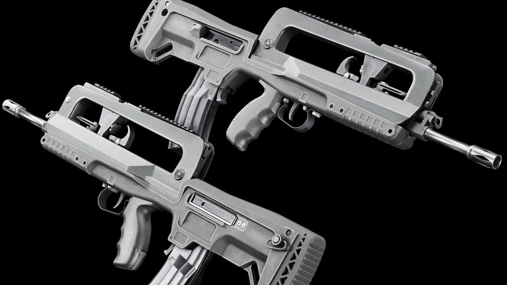  Low Poly FAMAS Rifle Low-poly 3D model_4