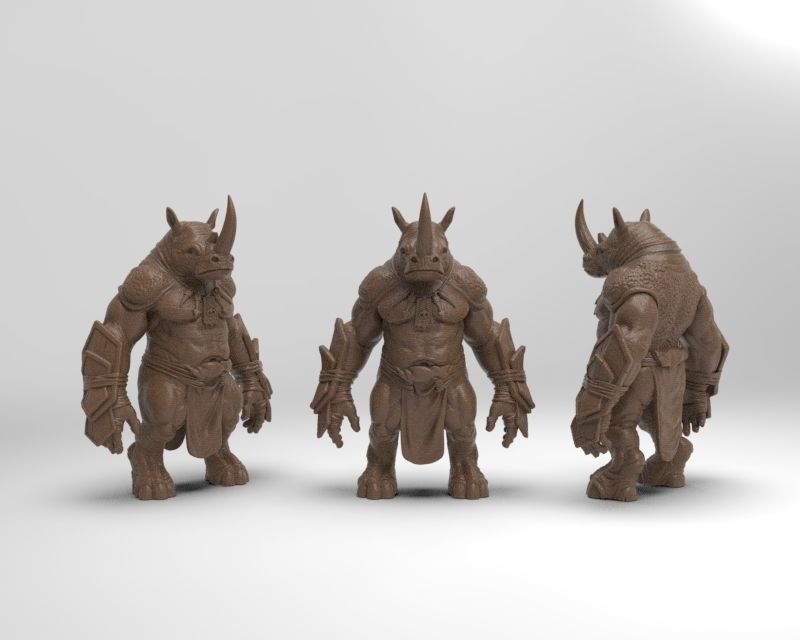 Rhino warrior 3D print model_11