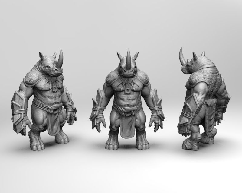 Rhino warrior 3D print model_3