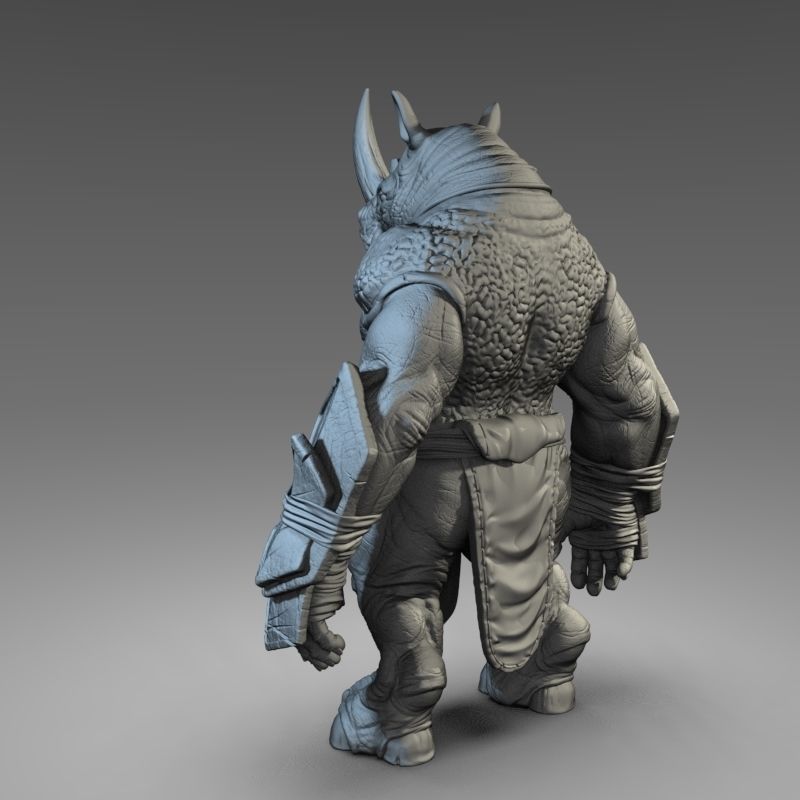 Rhino warrior 3D print model_1