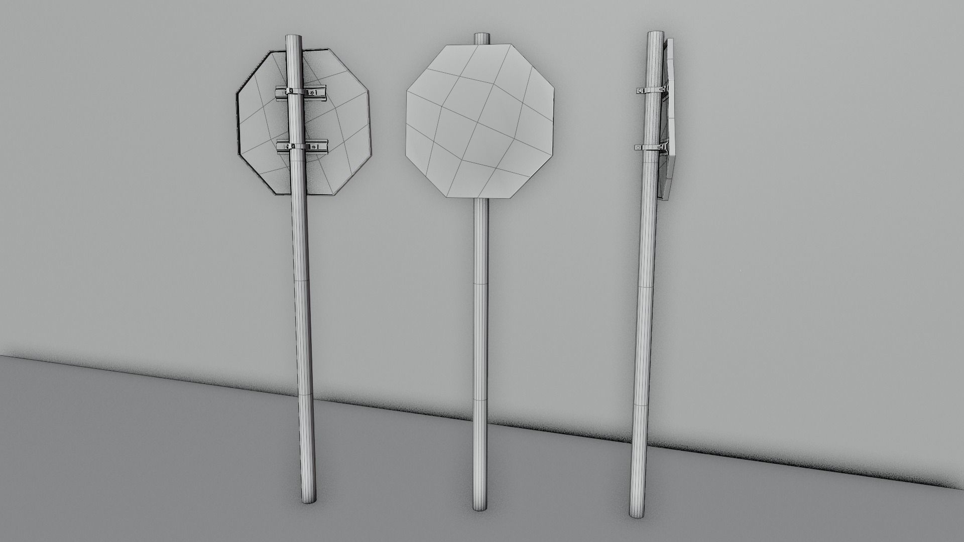 STOP Street Sign post-apocalyptic dirty painted rusty low poly Low-poly 3D model_1