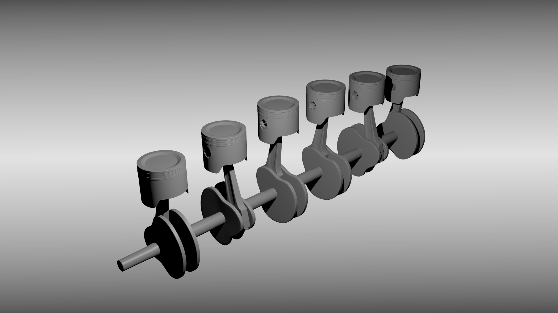 Animated six cylinder engine 3D model_5