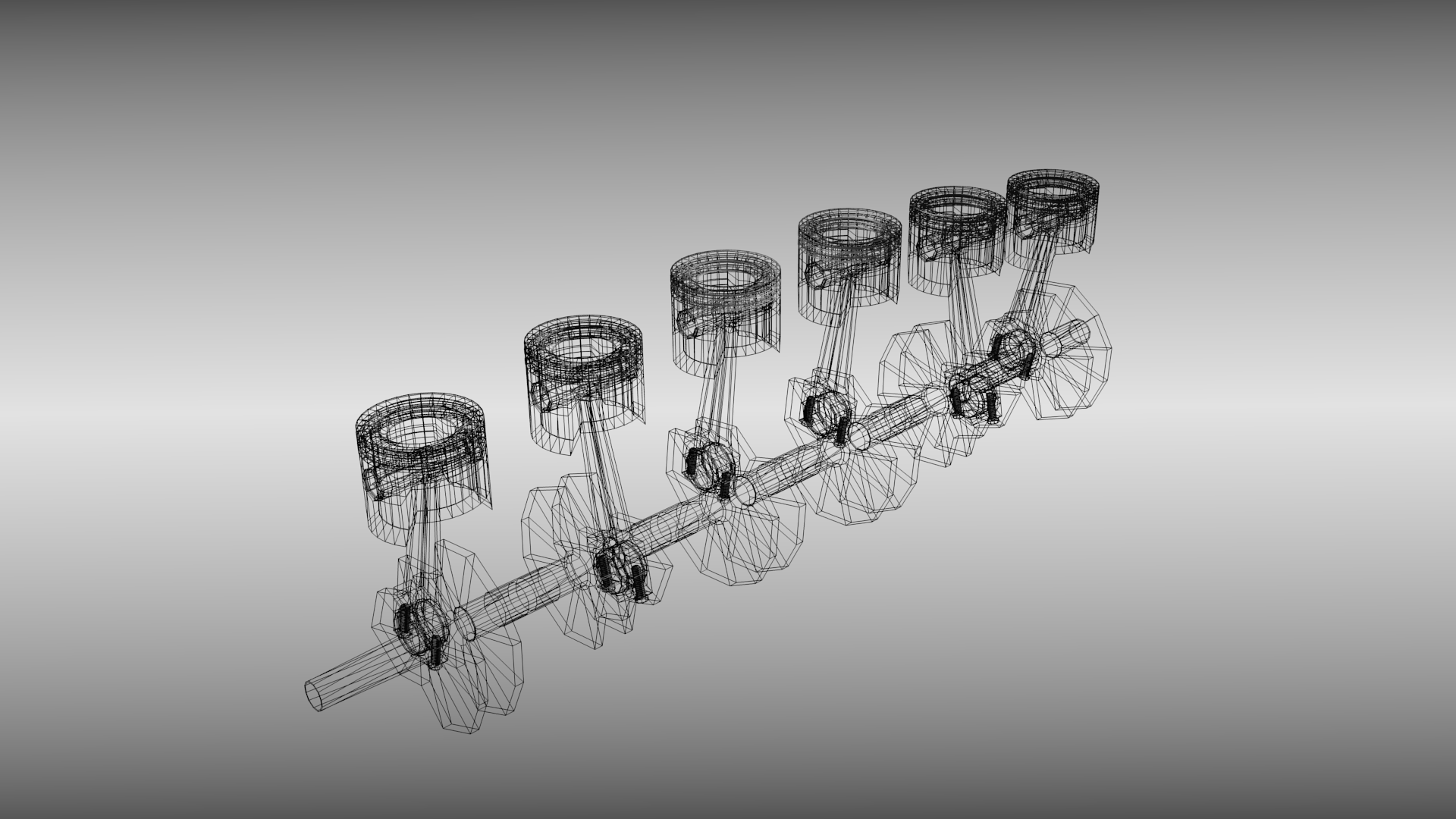 Animated six cylinder engine 3D model_11