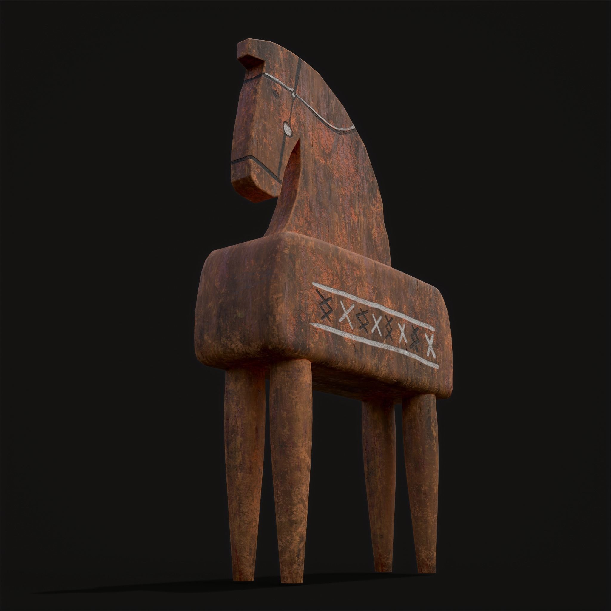 Rustic Hand Painted Toy Horse Low-poly 3D model_15