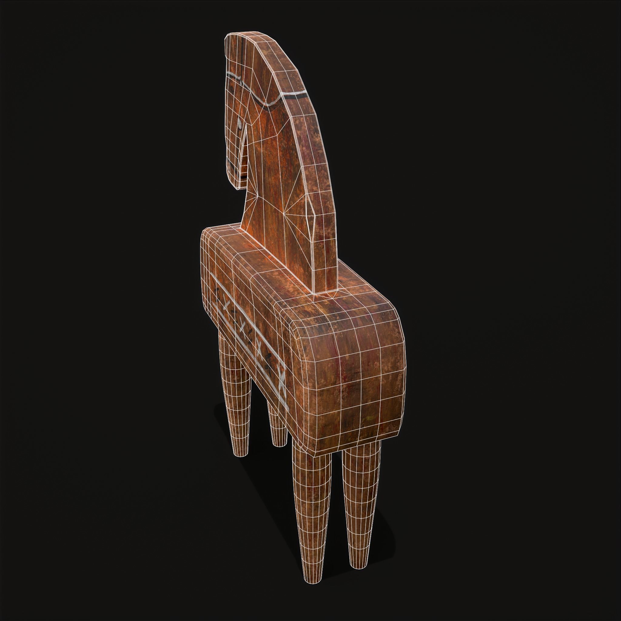 Rustic Hand Painted Toy Horse Low-poly 3D model_8