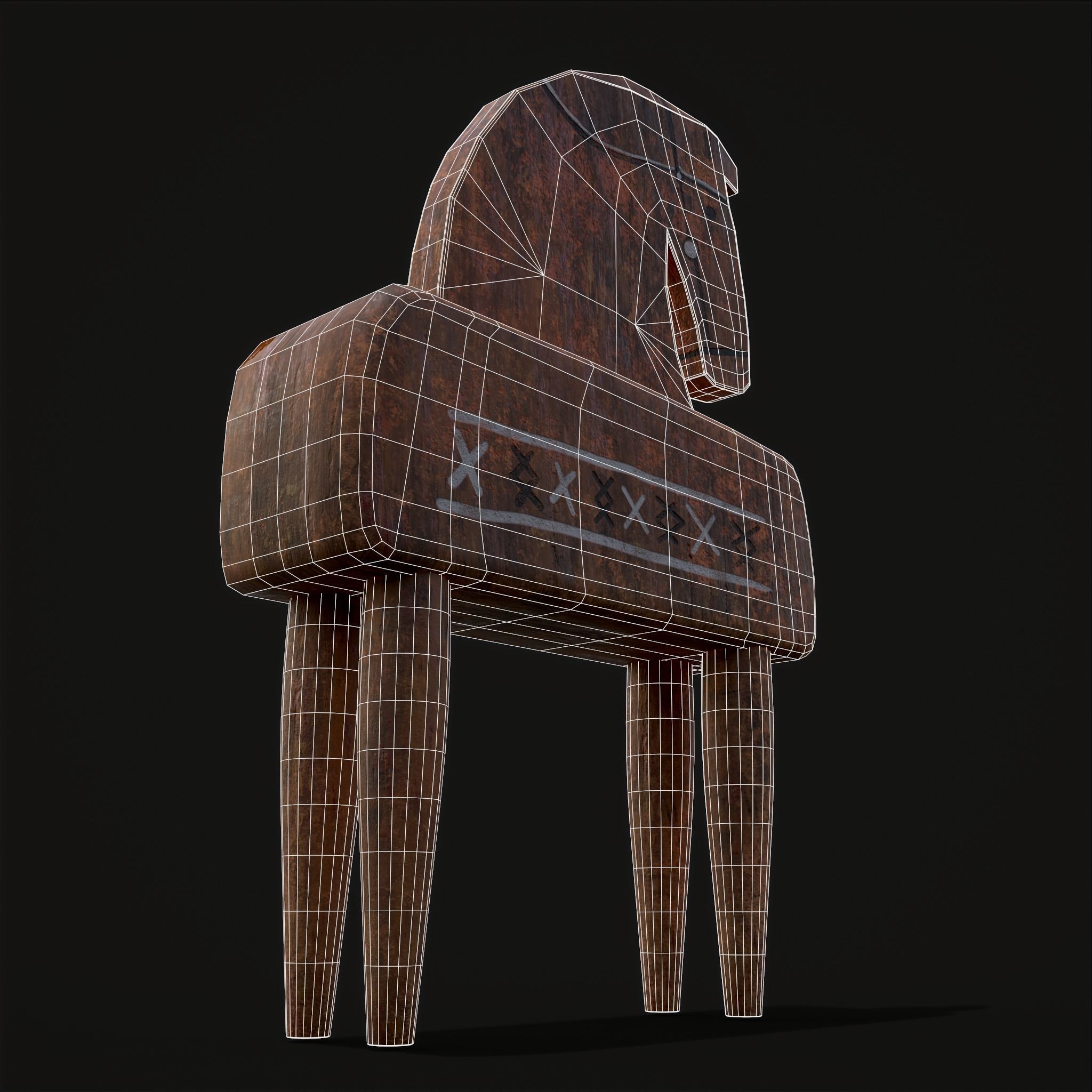 Rustic Hand Painted Toy Horse Low-poly 3D model_10