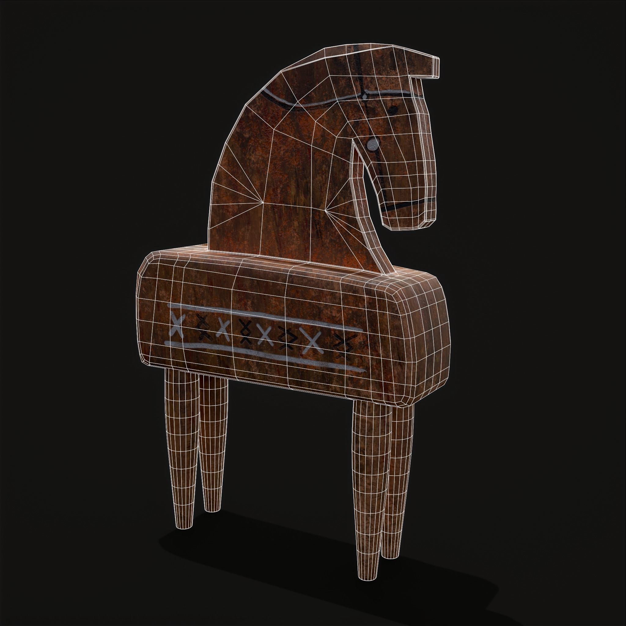 Rustic Hand Painted Toy Horse Low-poly 3D model_20